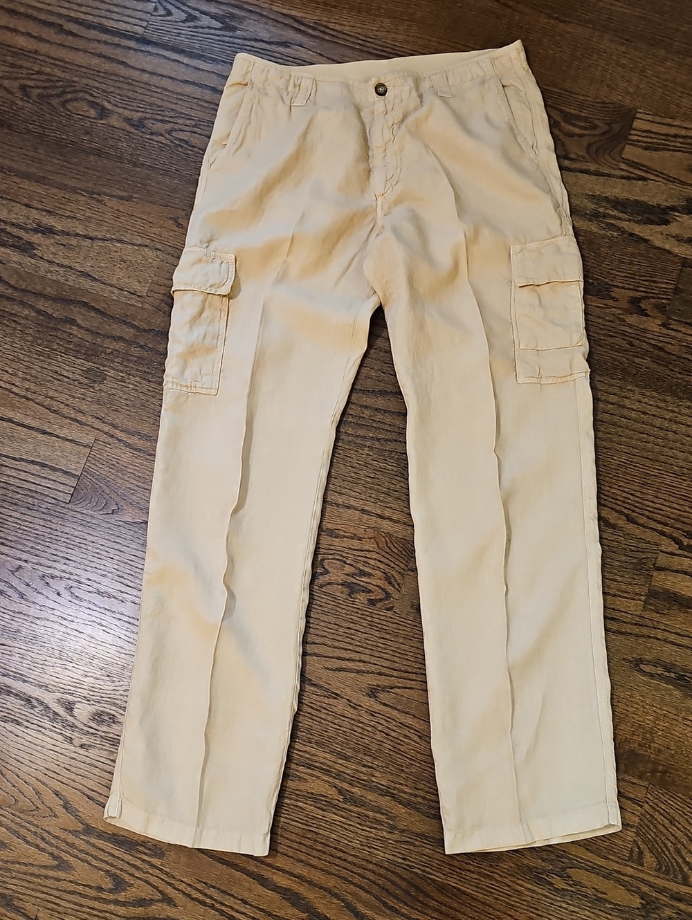 Pal Zileri Men's Cargo Pants in Light Khaki - Casual Utility Style - 100% Linen